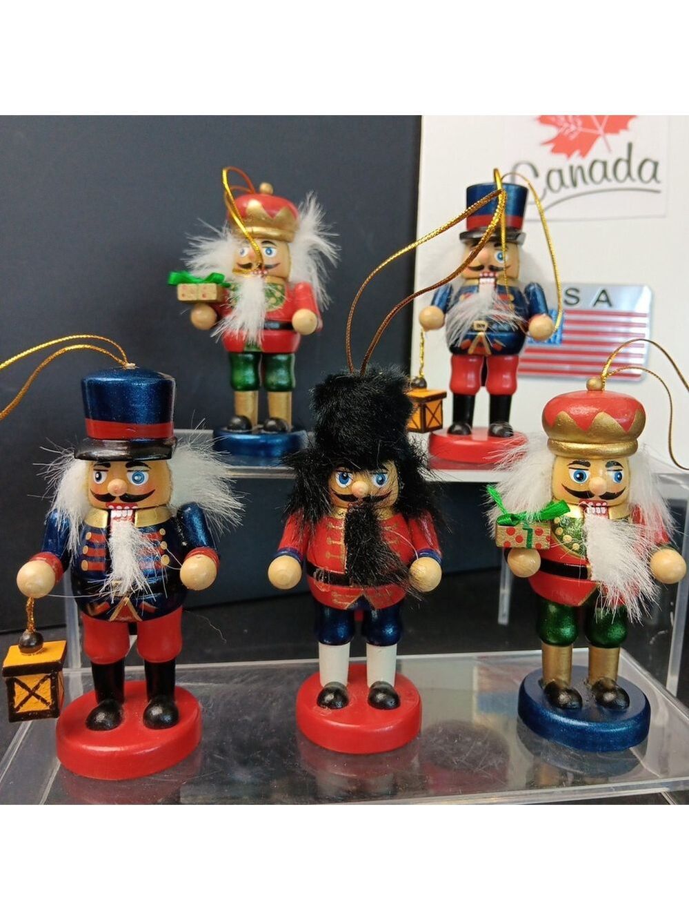 Wooden Nutcracker Christmas Ornaments Custom Set of 5, 4 Inch Tall CN